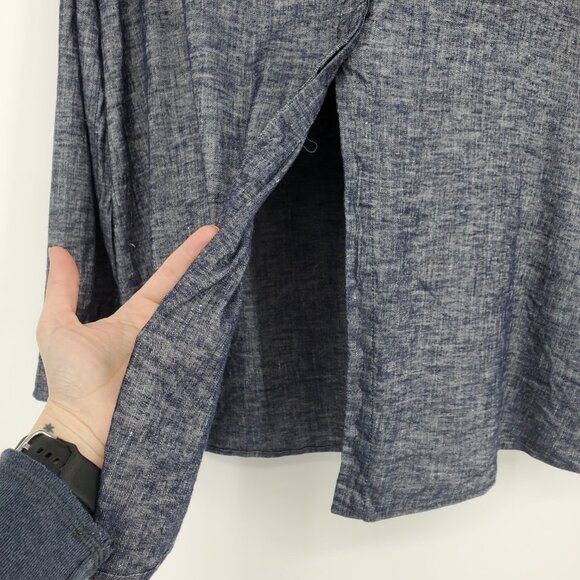 Theory Ofeliah Tierra Wash Pleated Tunic Top Blue Linen Blend Small - Picture 7 of 10